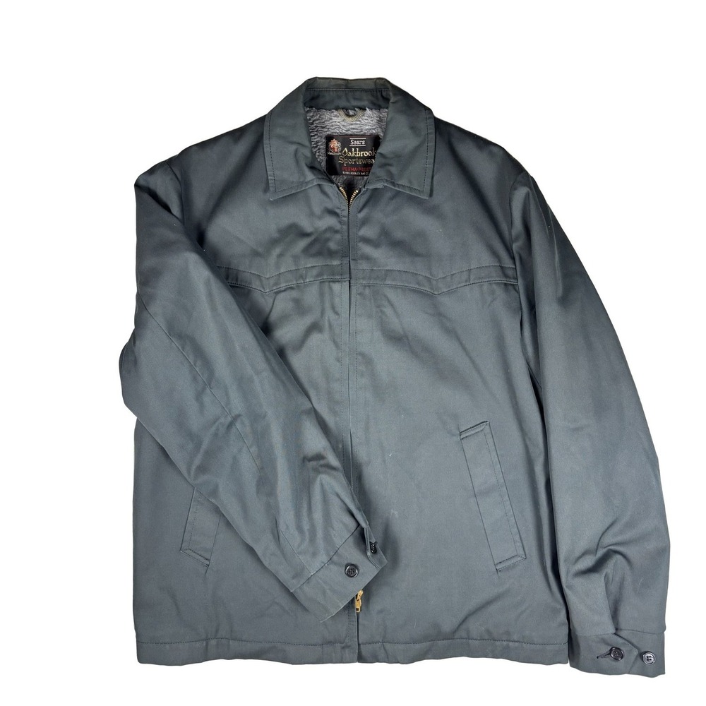 Sears Oakbrook Sportswear Perma-Prest Lined Canvas Jacket Large Dark Grey